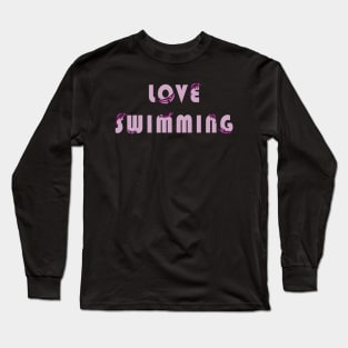 Pink love swimming with dolphins and whales Long Sleeve T-Shirt